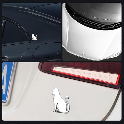 Miniatura 7 de Juren Adhesivo de metal 3D para automóvil, diseño de gato, emblema para automóvil, universal, motocicleta, bicicleta, decoración de automóvil
