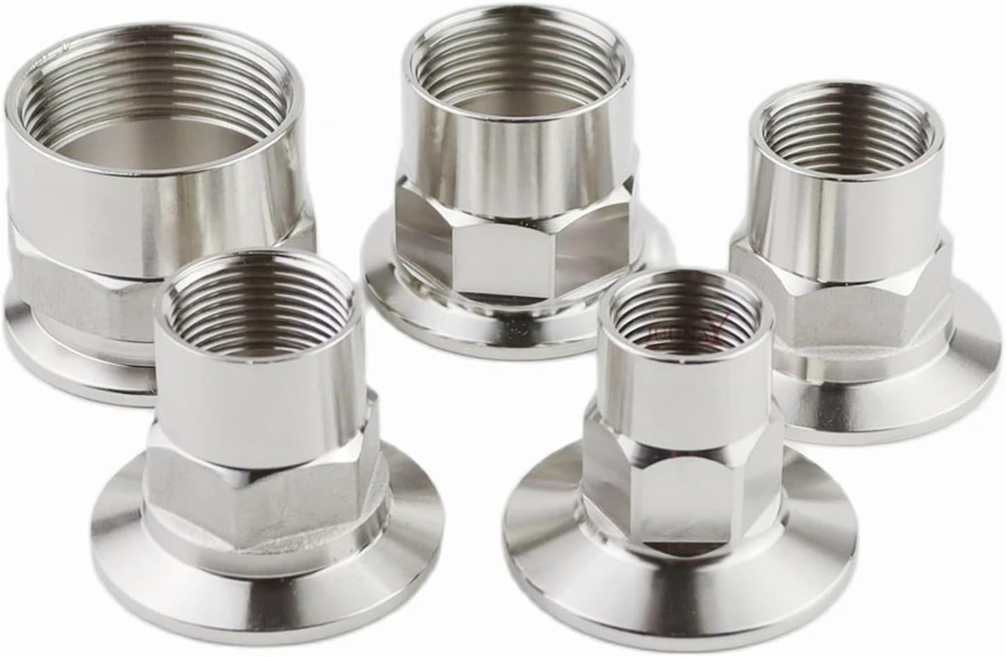 1pcs 1/2" 3/4" 1" 1-1/4" 1-1/2" 2" DN15-DN50 S304 Stainless Steel Female Thread Hex Ferrule Pipe Fitting Tri Clamp Type(DN50 Ferrule 77.5,316L)