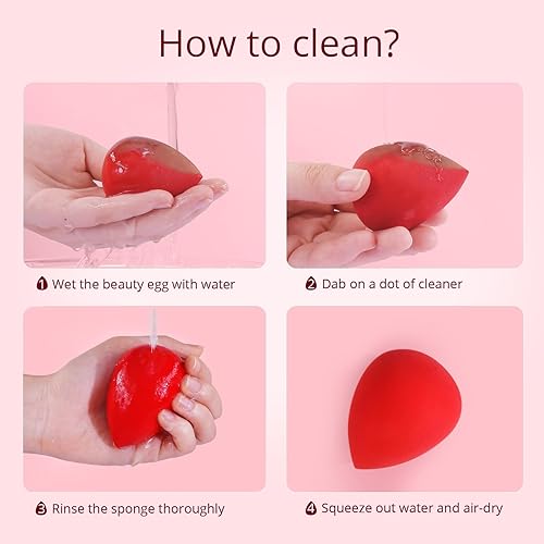 Miniatura 8 de BEAKEY Juego de 5 esponjas de maquillaje, sin látex, mezclador Wonder de alta densidad, perfecto para líquidos, crema y polvo, esponjas de belleza