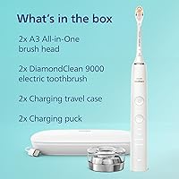 Vista 6 de Philips Sonicare DiamondClean - Cepillo de dientes con batería recargable conectado, paquete de 2 unidades, rosa/blanco