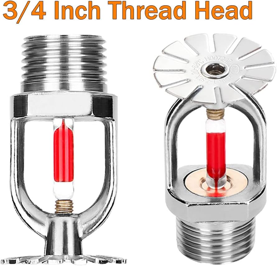 6pc Fire Sprinkler Head 3/4 Inch Pendent Type 155 Degree Quick Response Water Spray Down 68℃ Brass Fire Sprinkler Heads 3/4 NPT Thread for Home Commerical Residential (Pendent Sprinkler