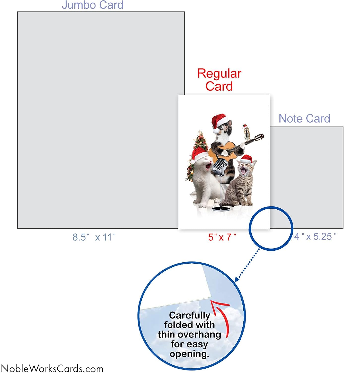 The Best Card Company Holiday Animal Bands-Cats - 12 Boxed Merry Christmas Greeting Cards with Envelopes (4.63 x 6.75 Inch) - C9541GXSG-B12x1