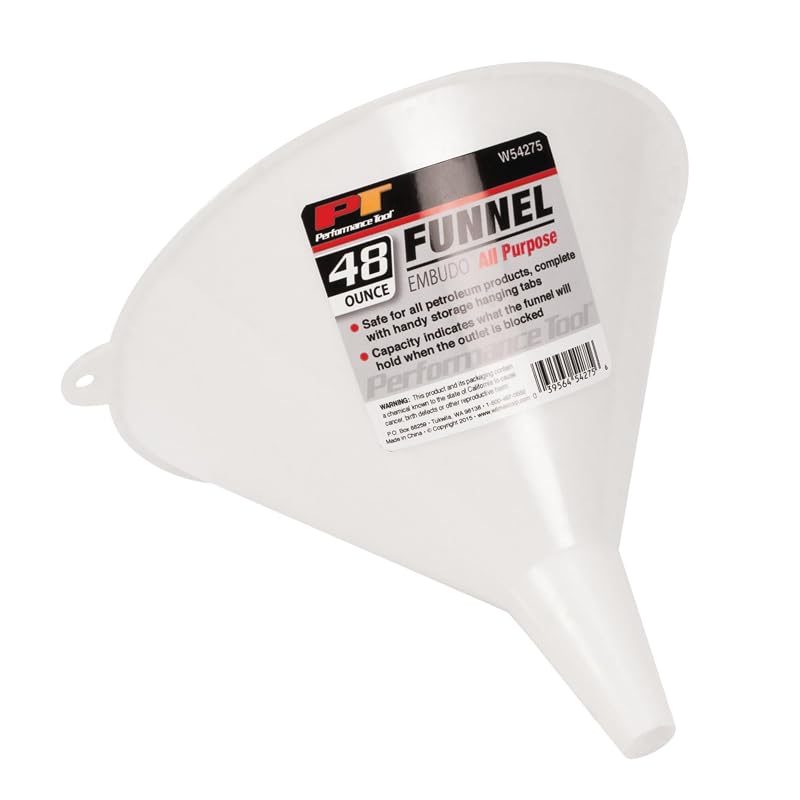 Funil automotivo de plástico Performance Tool W54275, capacidade aproximada de 1,42 L