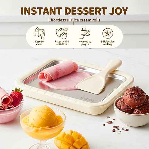 Miniatura 2 de At-Home - Kit de helados enrollados, placa de congelación instantánea con 2 raspadores, bandeja de helado enrollada casera, yogur, sorbete,