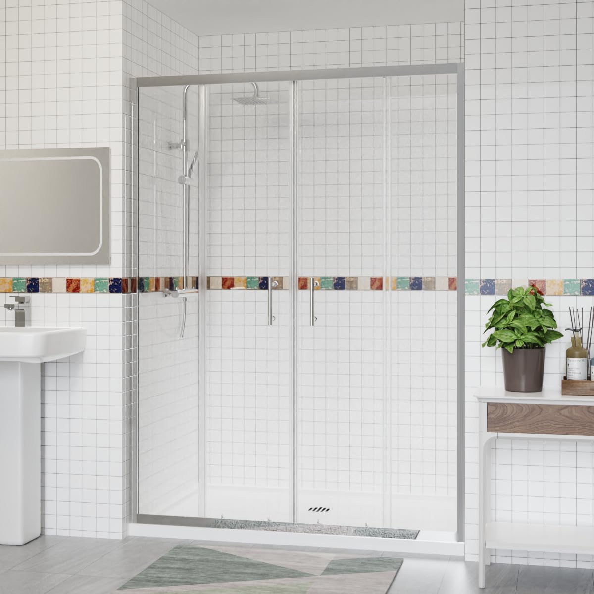Aquariss 1400x1900mm Sliding Shower Enclosure Chrome