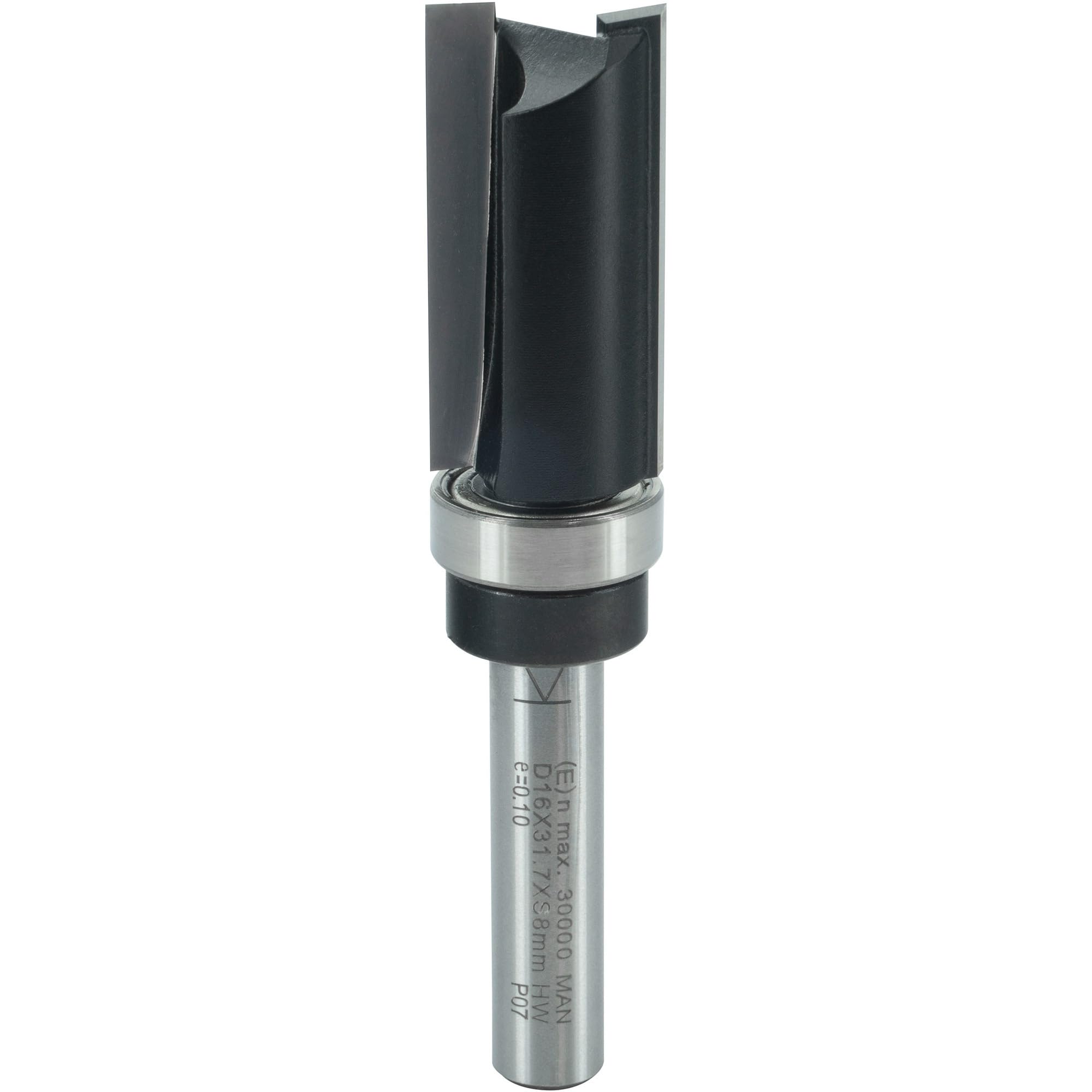 ENT 11657 Fraise pour affleurer droite Carbure, Queue (S) 8 mm, Diamètre (D) 16 mm, NL 32 mm, SL 32 mm, GL 77 mm, avec roulement au queue