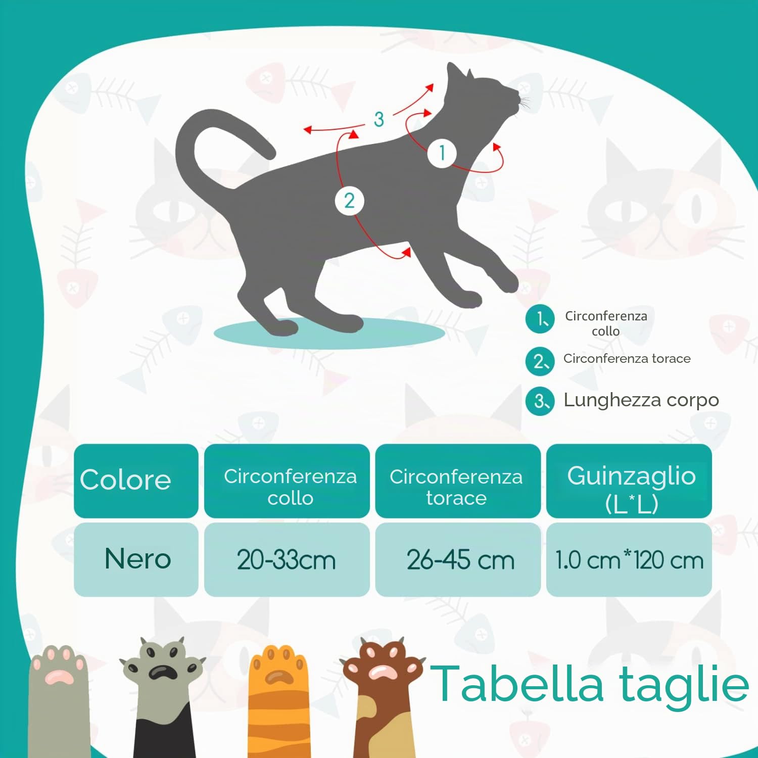 Nobleza Pettorina per Gatti con Guinzaglio Integrato, Imbracatura Regolabile per Gatti Piccoli e Cuccioli, Nero, Size W1.0*L120cm