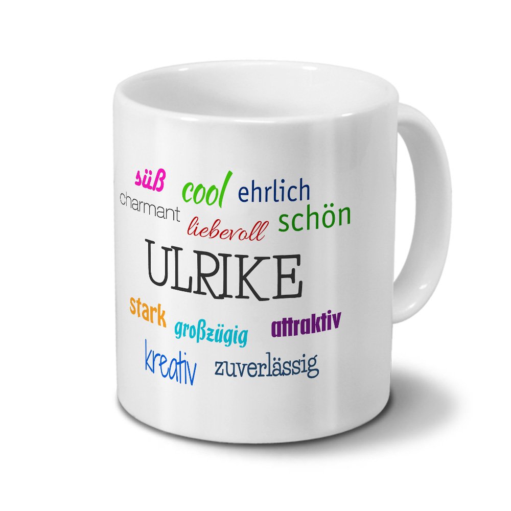 Personalisiert Tasse Mit Namen Heike - Positive Eigenschaften Design, 325 Ml, Spülmaschinenfest, Rot