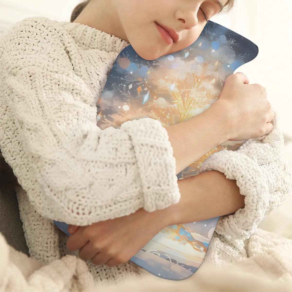 Hot Water Bottle with Soft Cover,2L Christmas Tree Hot Water Bag for Hot and Cold Compress, Hand Feet Warmer, Mystical Tree Rubber Hot or Cold Water Bottle Halloween Christmas Decorations