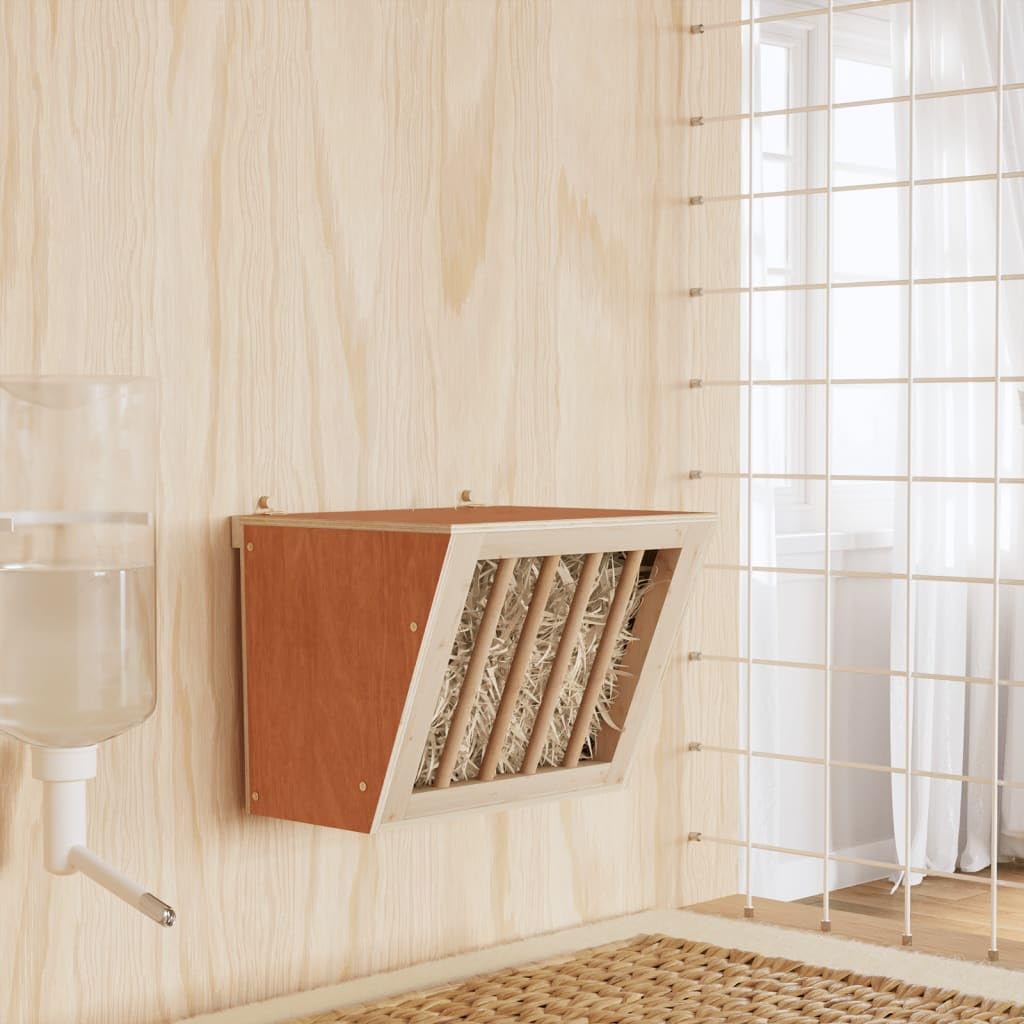 Mangloder - Heno para conejos de madera maciza de abeto, 25 x 18,5 x 20,5 cm, dispensador de heno para cobayas, comedero para comer y beber, montaje en pared, capacidad de carga de 8 kg