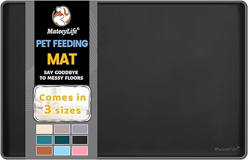 MateeyLife Tapete de silicona para cuencos de perro, tapete impermeable para alimentos y agua, bordes elevados para el suelo para evitar derrames,