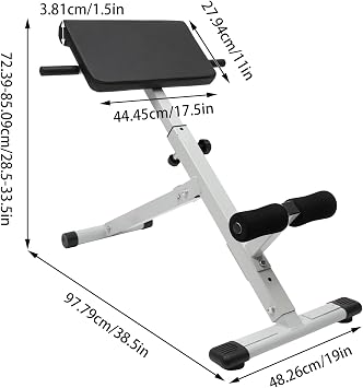 Hyperextension Bench with Adjustable Height and Back, Multi-functional Workout Bench, Back Extension Roman Chair