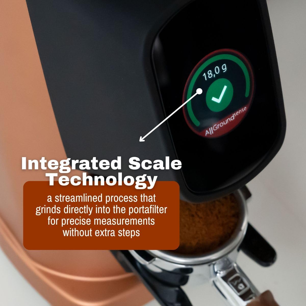 AllGround Sense All Purpose Home Coffee Grinder - Residential Grinder - Made in Italy - By Fiorenzato (Deep Black)