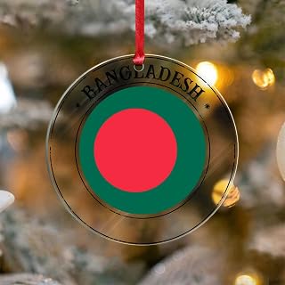 Bangladesh Flag Acrylic Ornaments, Patriotic Country Flag Hanging Ornaments for Christmas Tree Decoration, Bangladesh Christmas Ornament Keepsake Souvenir Gift