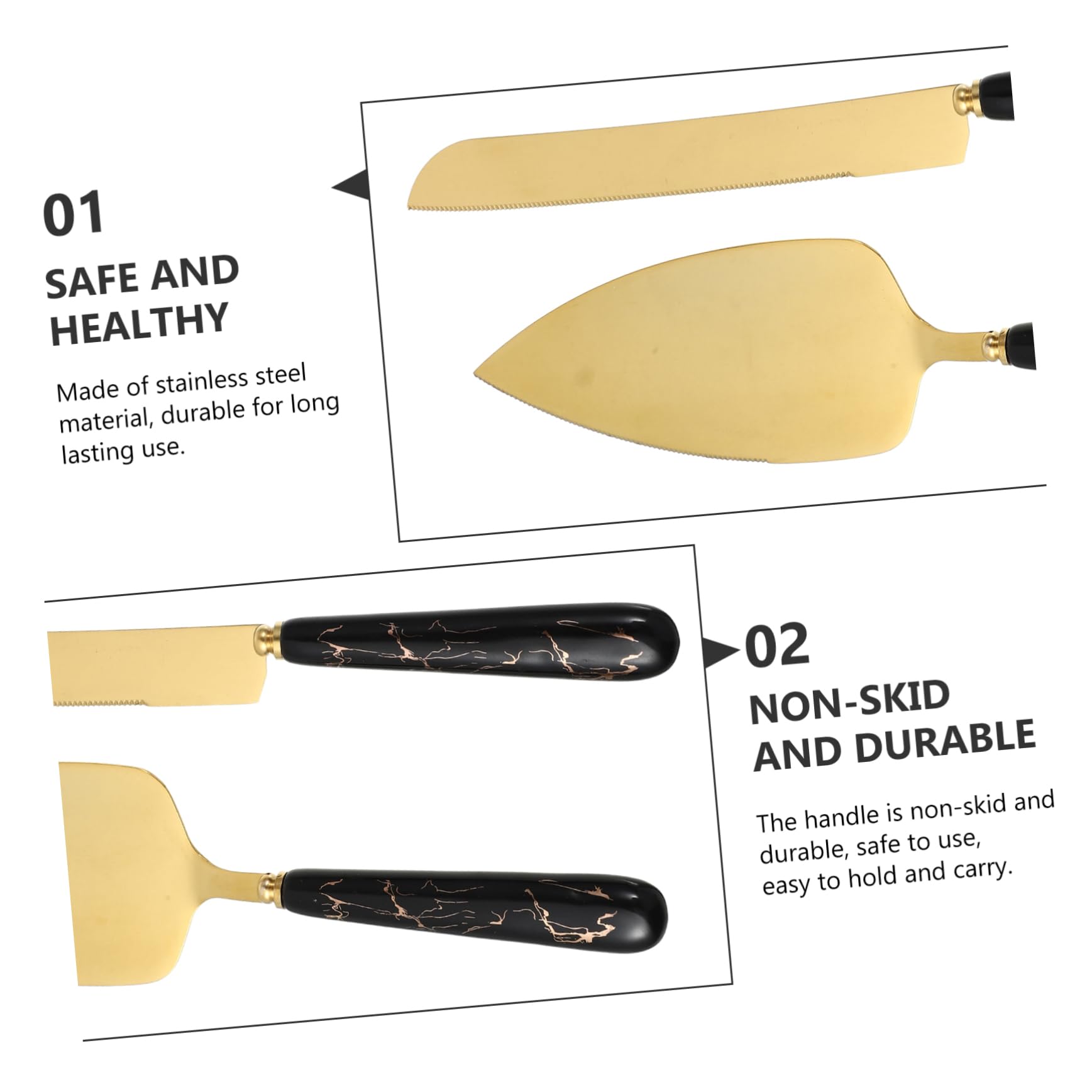 POPETPOP Ustensiles Cuisine Coupe-pizza Poignée Antidérapante en Acier Inoxydable et Céramique Set de 2 et Pelle à Gâteau Design Ergonomique pour Pâtisserie à Domicile