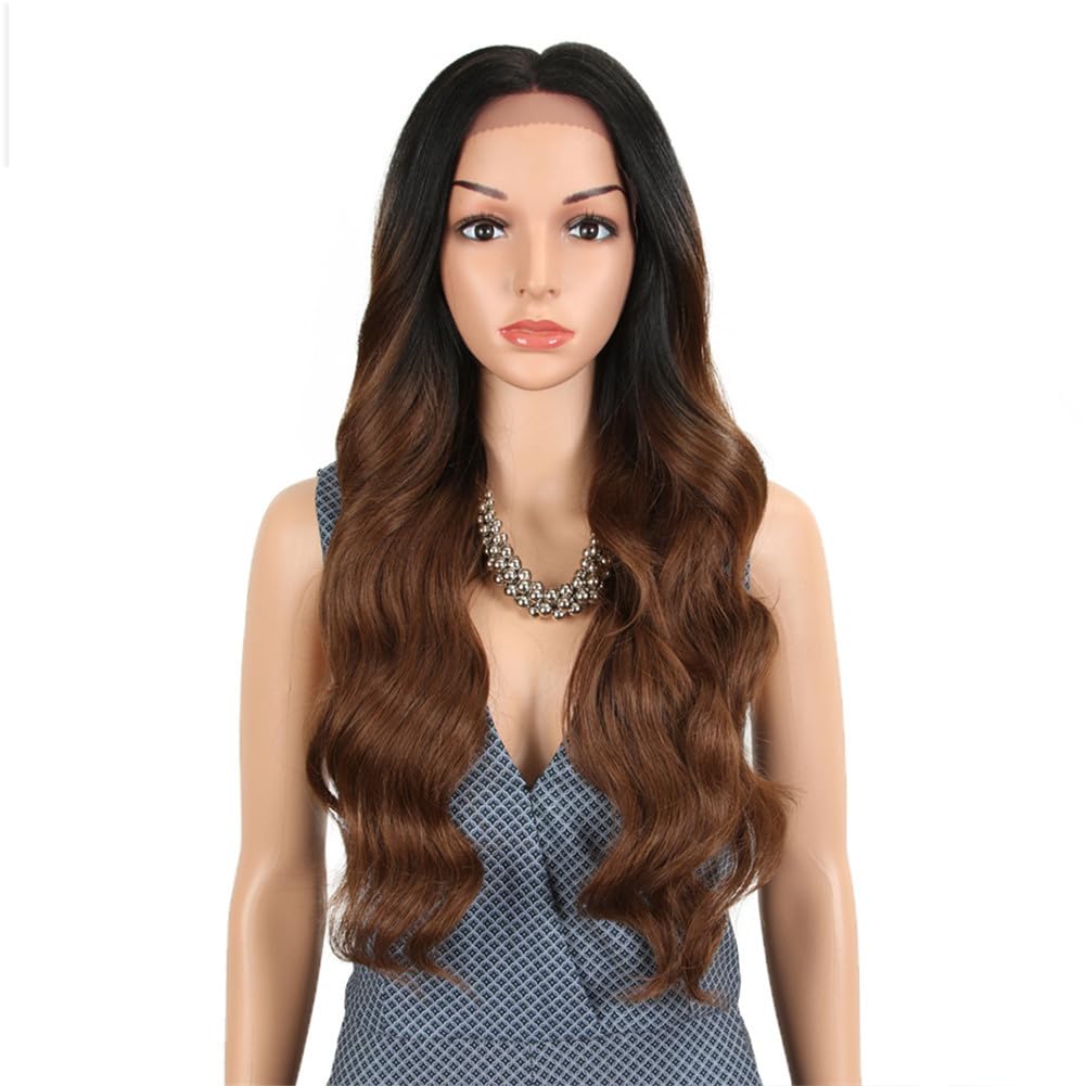 Youllyuu 13X4 Synthetic Lace Front Wig 28 Inch Ombre Blonde Long Wavy Wigs Ombre Lace Front Wig For Women RT4-86D 130%#Lace Medium Part Wig#28inches