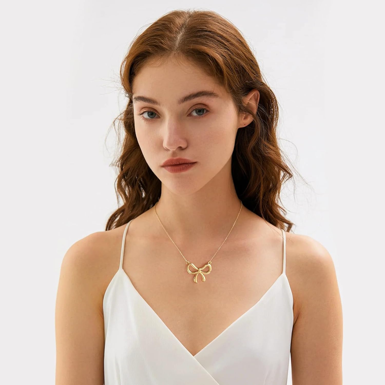 MUYAN Gold Bow Necklace for Women Boho Bowknot Pendant Necklace Fashion Bow Jewelry Gift - Image 2