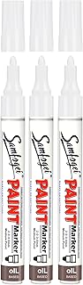 SAMFOGEI White Permanent Paint Pens,3 Pack Single Color Oil Based Paint Markers, Medium Tip Marker Pen,Quick Drying & Wate...