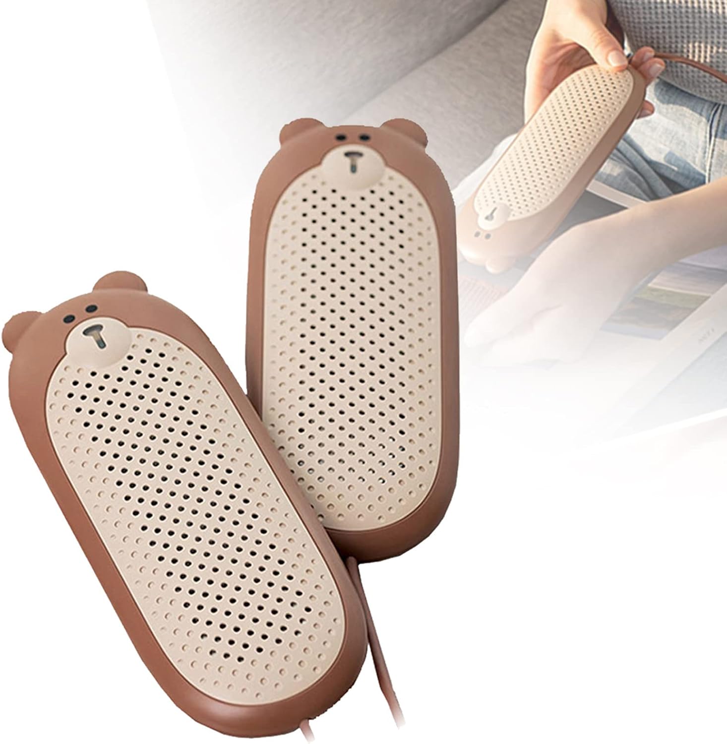 Boots Dryer,Portable Shoe Dryer Intelligent Timing Constant Temperature Dryer for Shoes, Socks, Ski Boots,Pink (Brown)