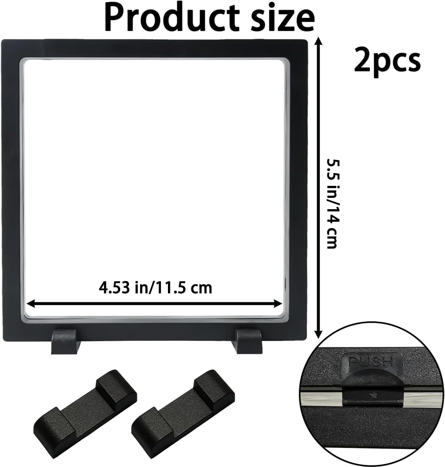 5.5 Inch Megalodon Shark Tooth Display Case, 3D Floating Frame Display Case for Megalodon Shark Tooth, Fossil, Rock, Gemstones, Specimens,Jewelry
