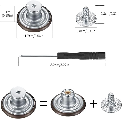 Miniatura 2 de Kit de 50 botones de mezclilla de repuesto, botones de mezclilla de metal de 0.67 pulgadas para pantalones, jeans y tirantes, 10 estilos