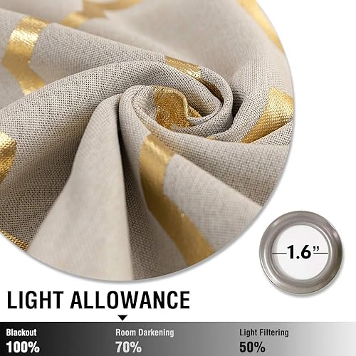 Miniatura 5 de Paneles de lino, estampado de azulejos marroquíes, para dormitorio, con ojales, aspecto de lino, cortina de cocina, tratamiento de ventana para sala