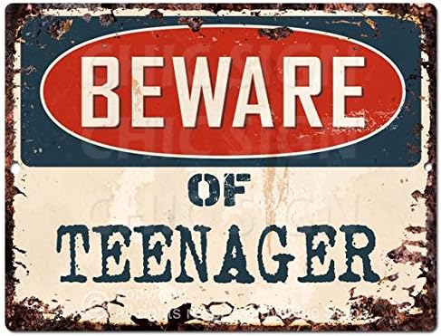 Beware de adolescente Chic Sign Retro rústico 9"x12" placa de metal Home habitación Tienda de la adolescente Decoración de pared