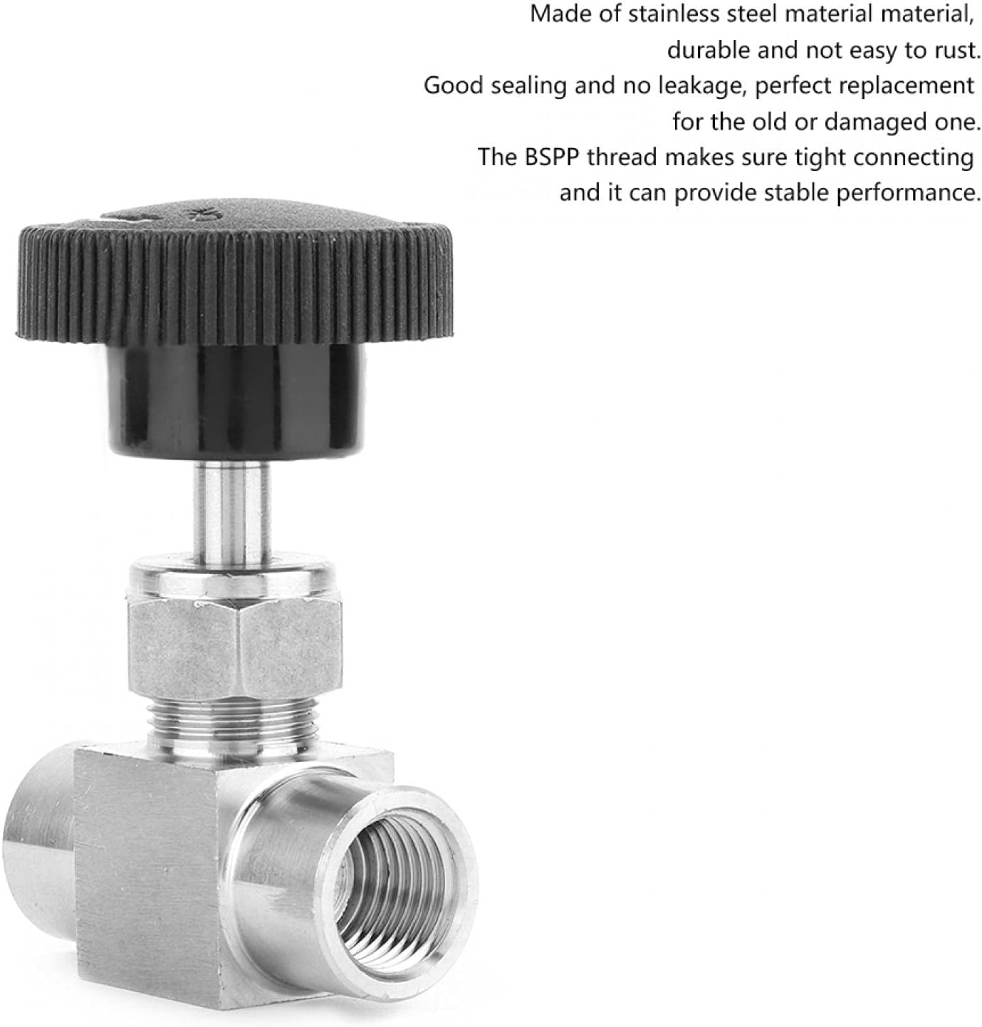 Stainless Steel Needle Valve, 1/4" Npt Female X 1/4" Npt Female Connection Straight Needle Valve for Flow Water Gas Oil Fuel Transmission