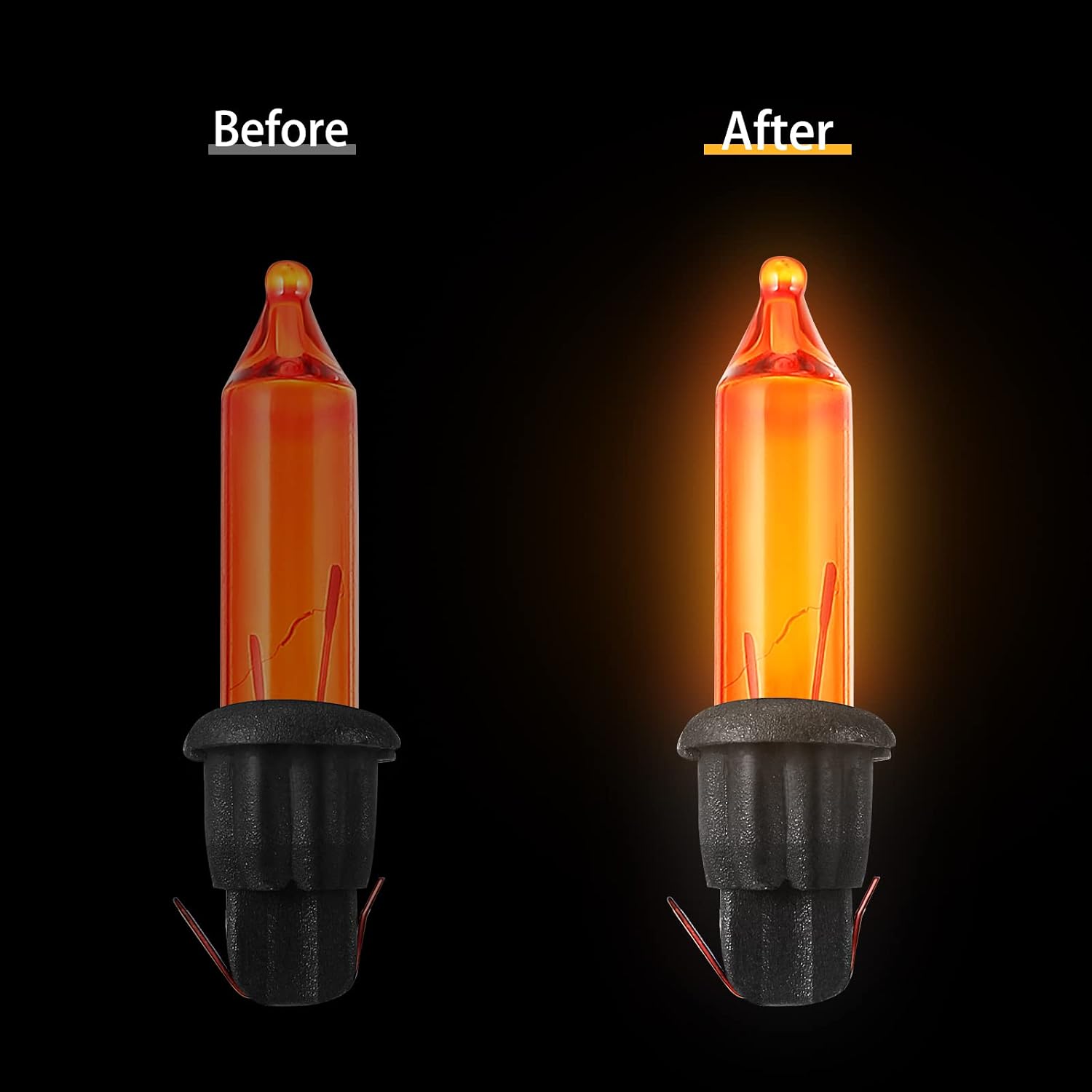 500 Pcs 2.5V Halloween Replacement Bulbs, Black Base with Orange Bulb