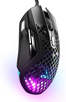 SteelSeries Aerox 5 - Holey RGB Gaming Mouse - Ultra-lightweight Water Resistant Design - 18K DPI TrueMove Air Optical Sensor - 9 Programmable Buttons