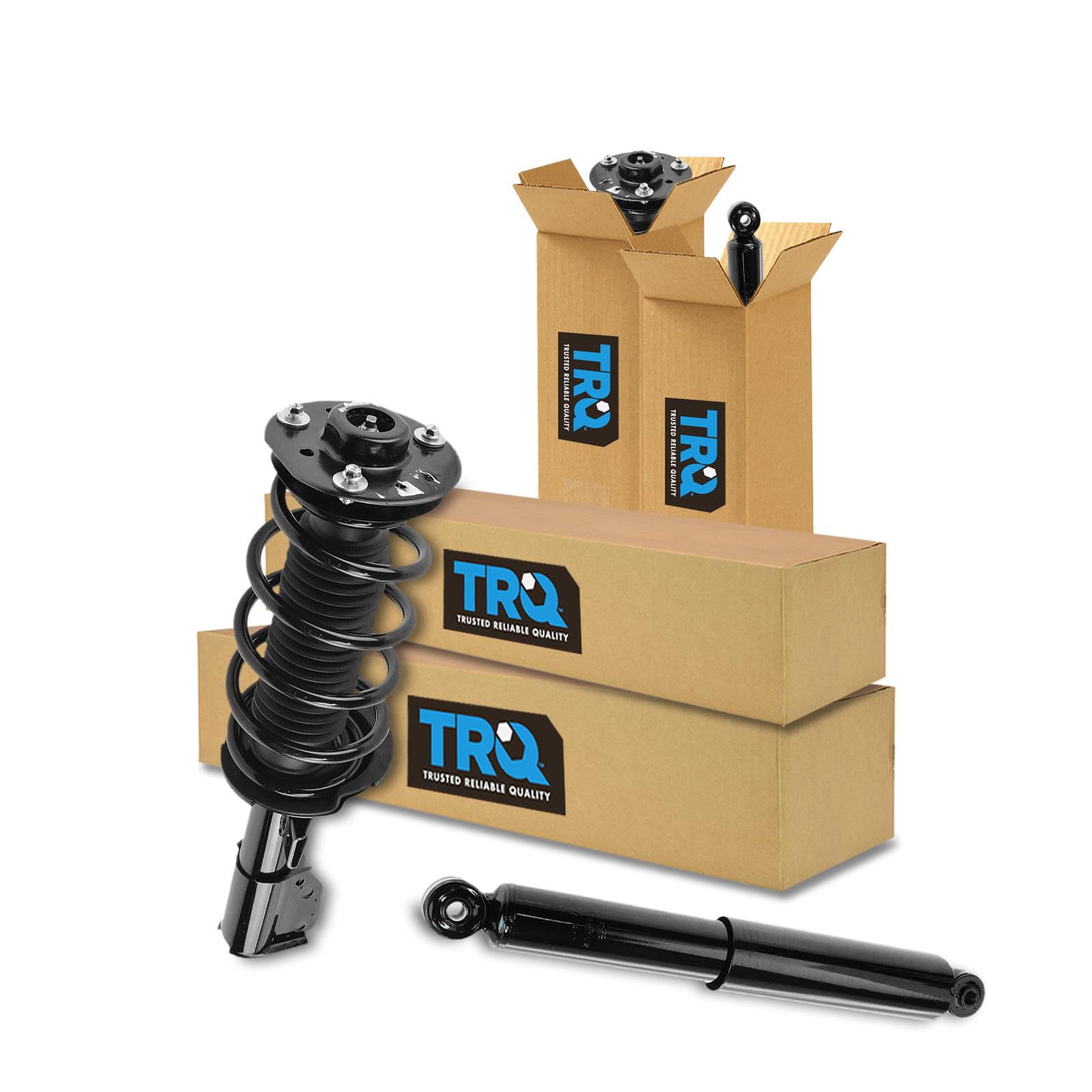 TRQ Front and Rear Complete Strut Assembly &amp; Shock Absorber Kit Complete Strut &amp; Coil Spring Assembly Compatible with 2010-2017 Chevrolet Equinox GMC Terrain