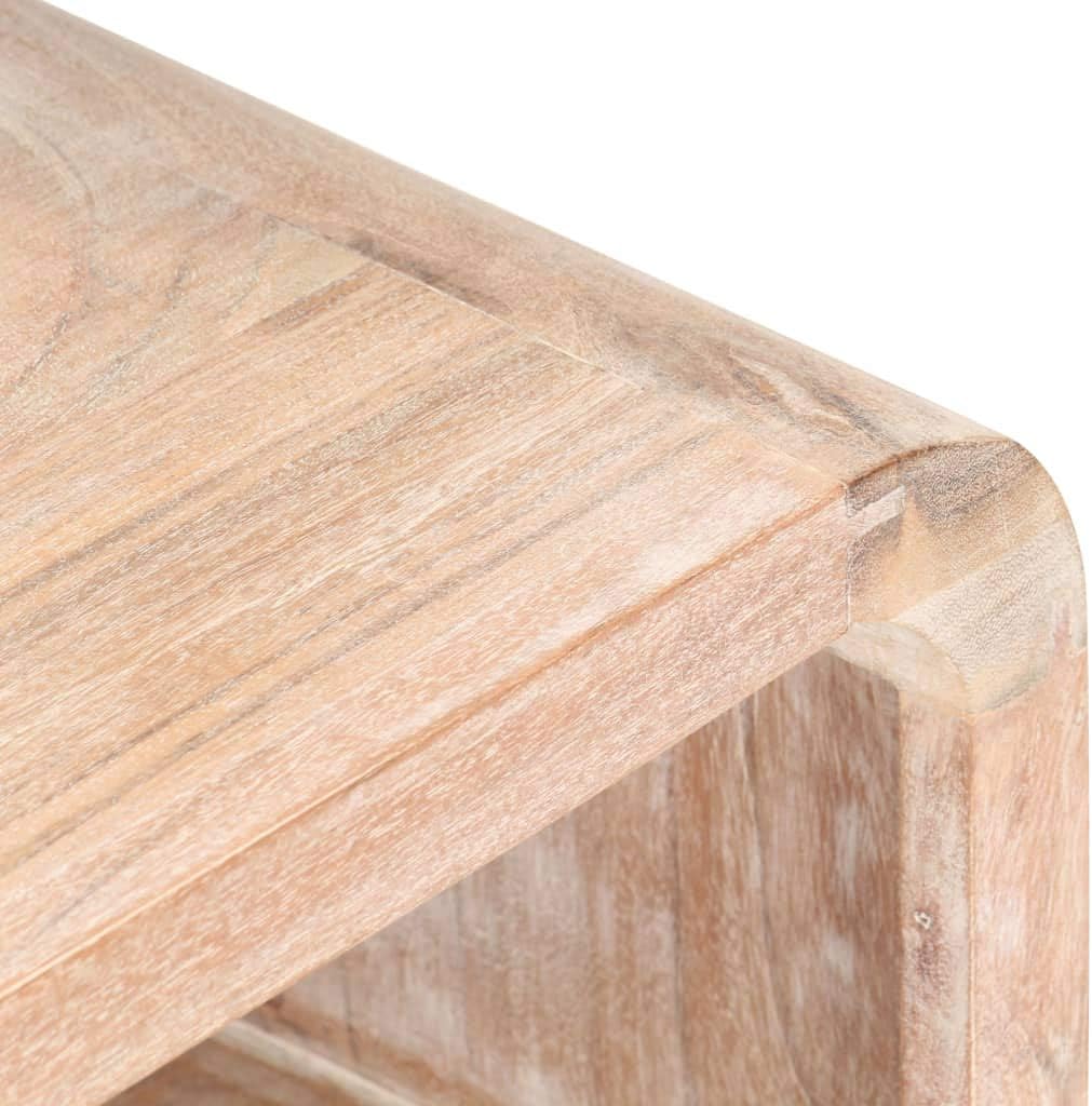 vidaXL Bedside Table Whitewashed Acacia Solid Acacia Wood Medium