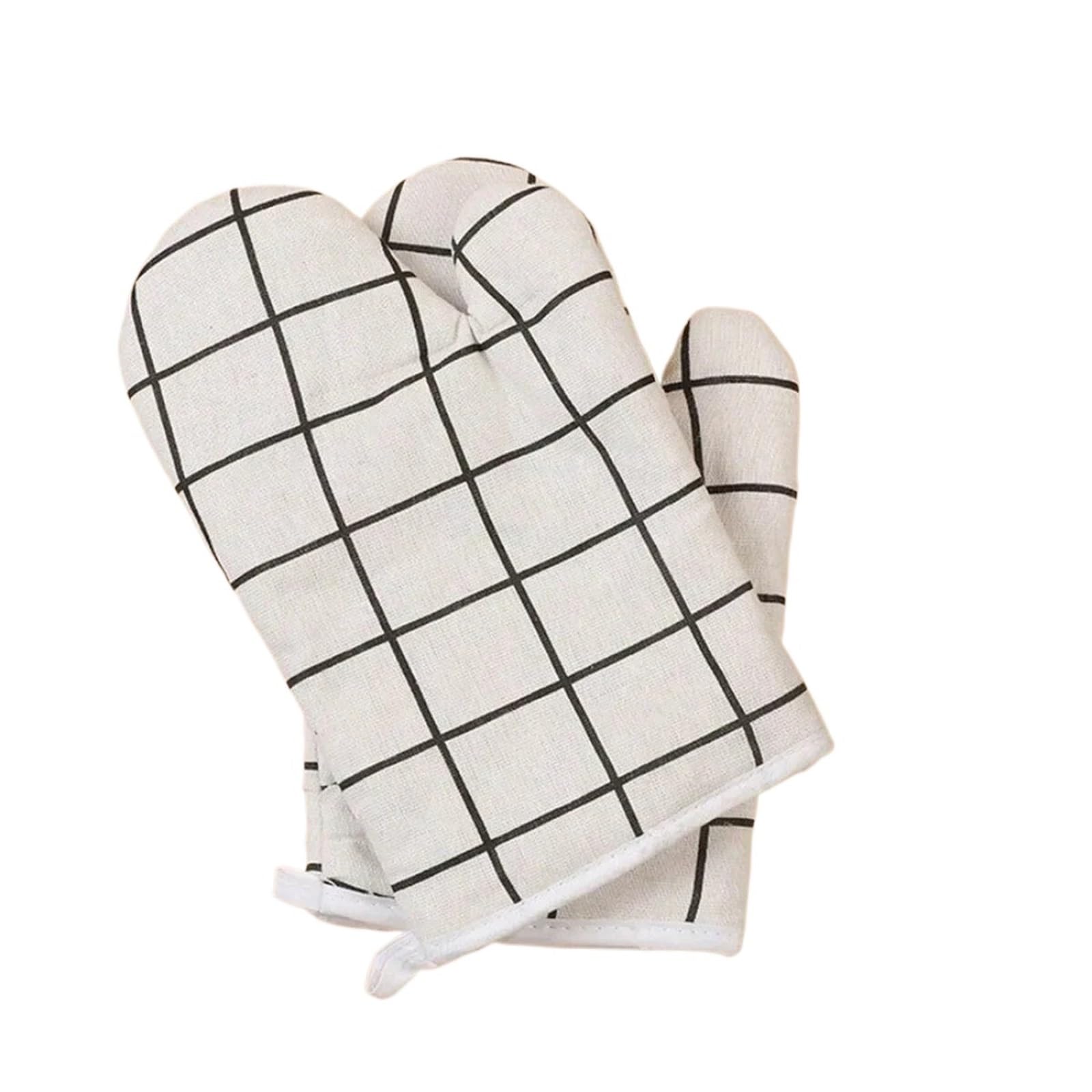 2pcs Kitchen Baking Gloves Microwave Oven High Temperature Resistant And Insulated Heat For Kitchen(WHITE)
