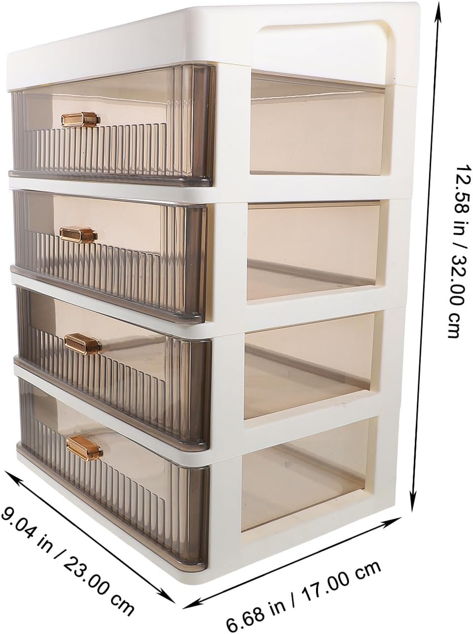 Type Desktop Storage Box with Transparent Multi-drawer Design White Frame and Black Drawers Practical Organizer for Office Bathroom and Bedroom Sundries Stackable Countertop