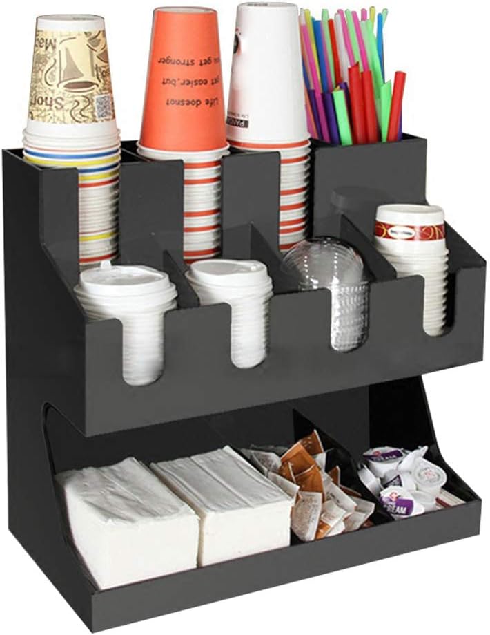 Coffee Cups and Condiment Holder Dispenser Organizer for Cafe Home Wedding Party Counter Display Paper Cup,2 [Energy Class A]