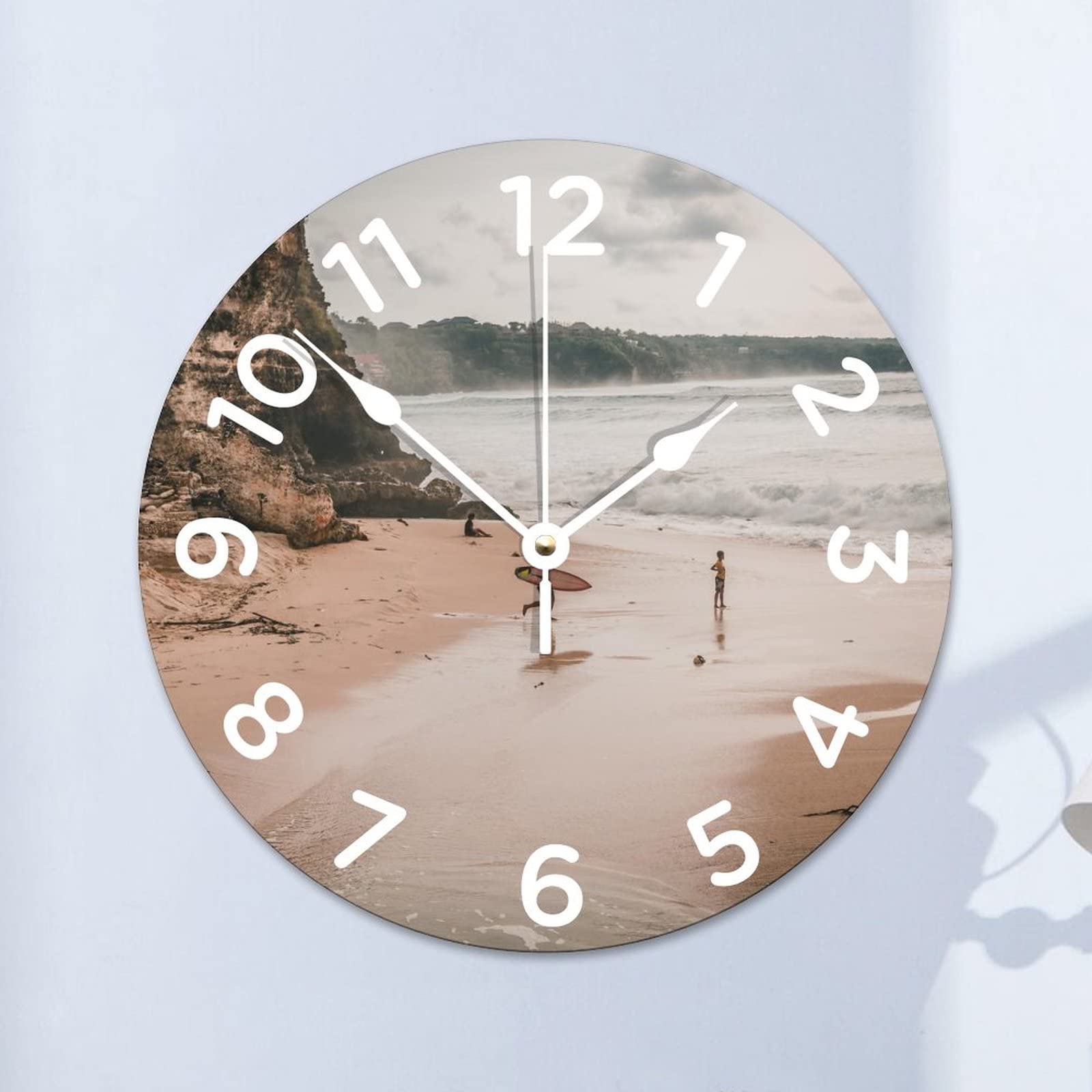Horloge de surf silencieuse 38 cm pour cuisine et salon