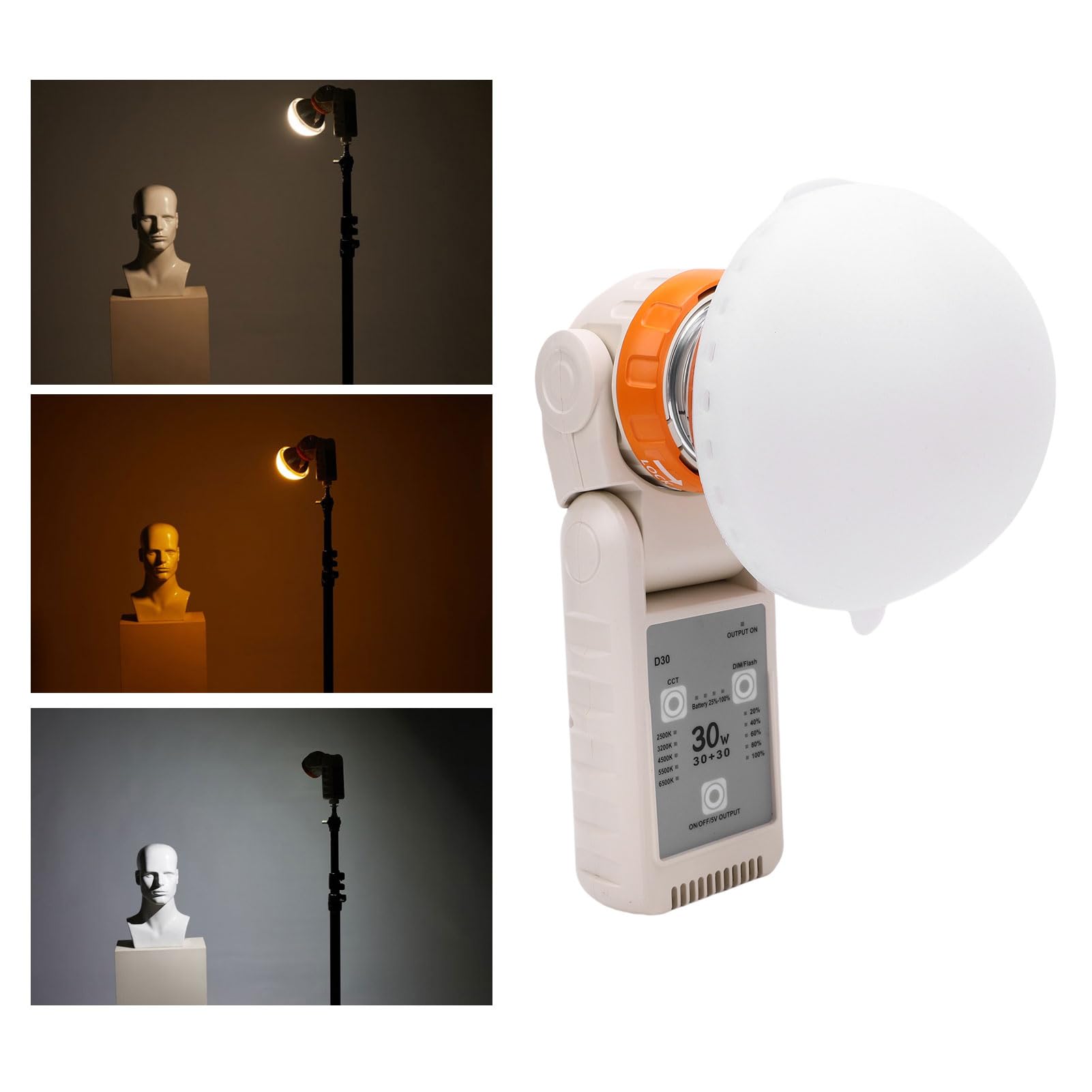 Cuifati Luce Video LED da 30 W, 5 Temperature di Colore 2500K-6500K Faretto