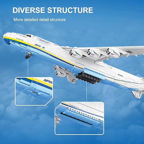 Miniatura 5 de MISINI 57014 An-225 - Juego de bloques de construcción de aviones de transporte grandes, 5350 piezas MOC modelo de avión kits de construcción,