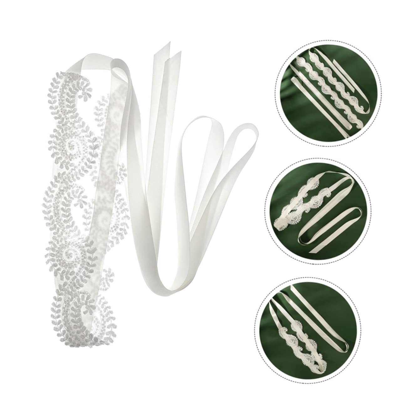 GALPADA 2 Stücke Taille Dekor Zubehör Gürtel Tuch Blume Spitze Schärpe Weiß Mit Brautjungfer Gürtel Band Damen Kleid Für Handgefertigte Schärpen Prom Kreative Satin
