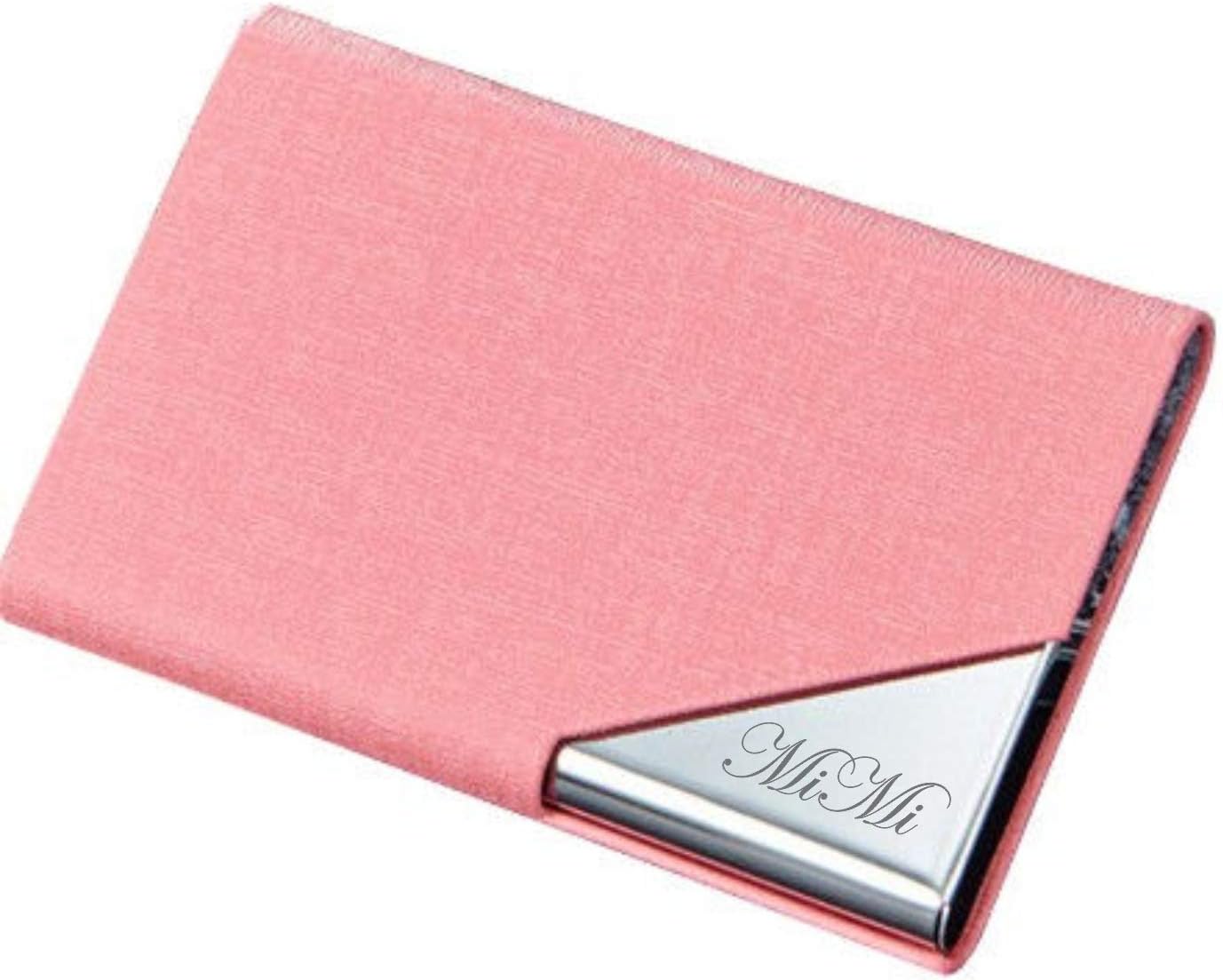 A & L Engraving Personalized Pink Leather Magnetic Business Card Case Holder Engraved Free - Ships from USA