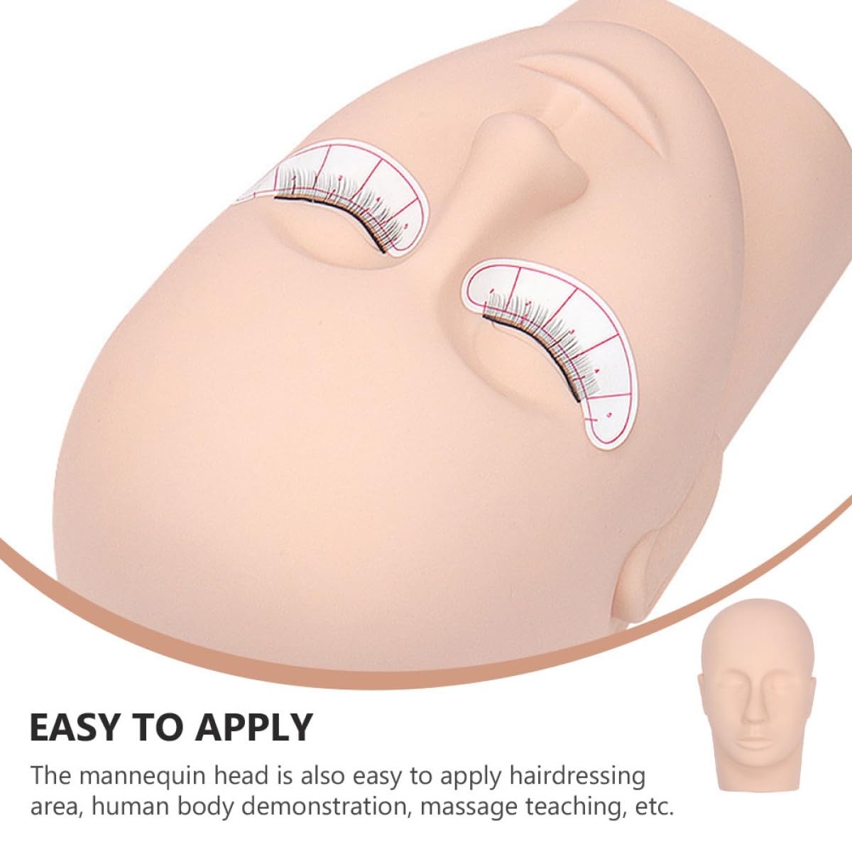 Sewroro Eyelash Extension Mannequin Head with Silicone Skin Color Makeup Practice Head Model for Lash Training and Cosmetology Practice