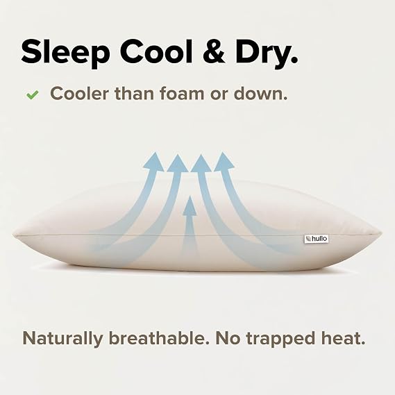 Hullo Buckwheat Pillow Small Size (14x20), Organic Adjustable Cooling Pillow for Side & Back Sleepers, Firm Neck Support Breathable Cotton Cover Made in USA