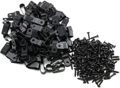 heyous 100 piezas de abrazadera de cable tipo R de 13 pulgada (0.331 in) de sujeción de tubo de manguera de alambre de nailon fijo, soporte