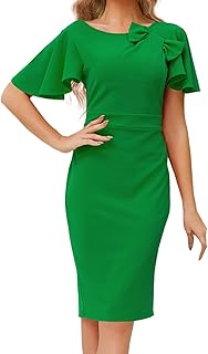 Moda Mujer Temperamento Lazo Delgado Vestido de Color Sólido Vestidos de Verano de Mujer