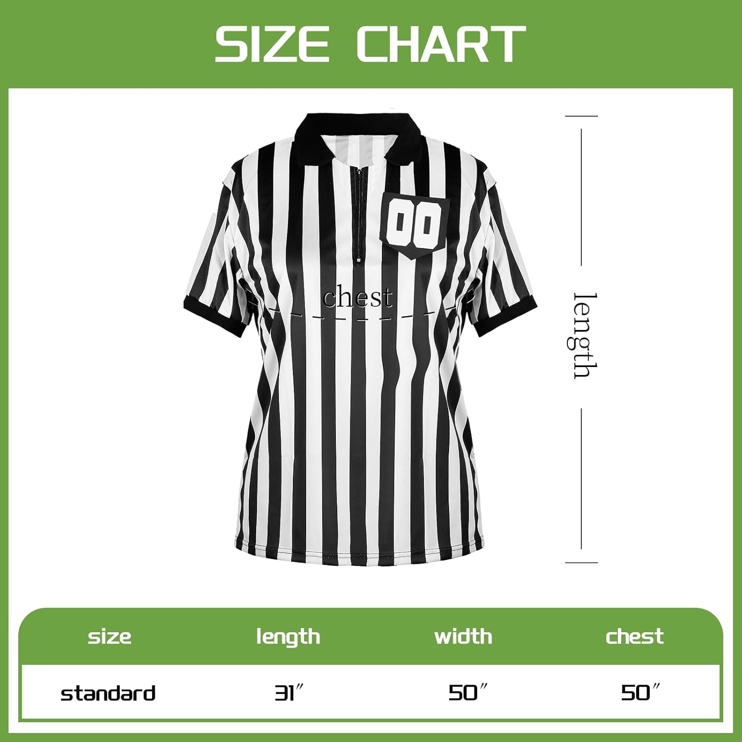 Men Referee Shirt Black and White Stripe Umpire Jersey Halloween Referee Costume with Hat Whistle for Football Soccer One Size - Image 6