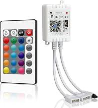 VIPMOON RGB Control Box 12V-24V LED RGB WiFi Controller with IR Remote Control 24 Button for LED Strip 5050 3528 Compatible with Alexa, Google Assistant, Android/iOS, WiFi/App Controlled