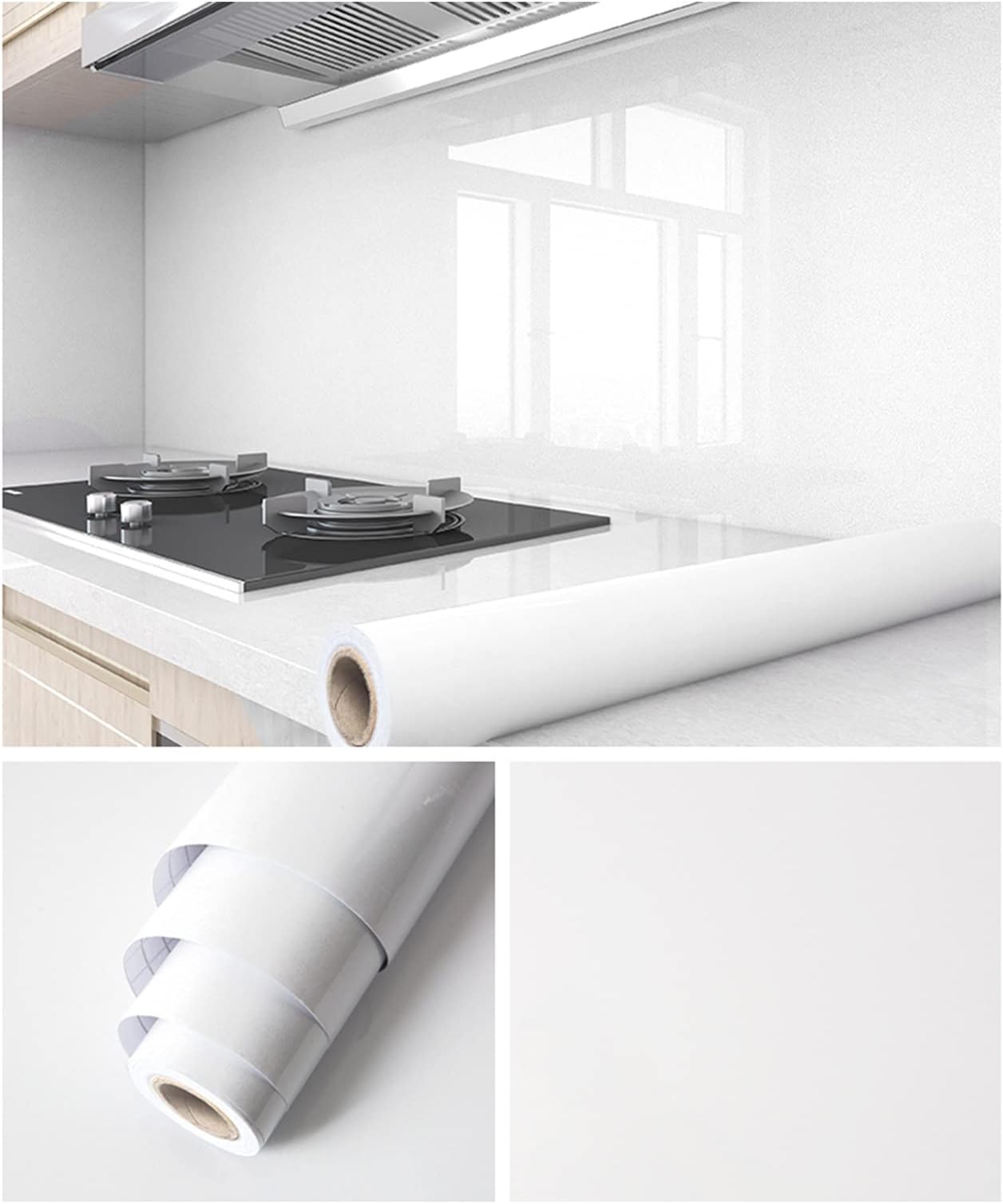 Wall Stickers Pearlescent White Self-Adhesive Wall Sticker, Home Kitchen Oil Resistant Sticker, Waterproof And Moistureproof Furniture Cabinet Desk Sticker (Size : 0.6x10m)