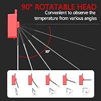 Vista 4 de Termómetro digital de dulces con clip para olla, pantalla LCD de retroiluminación, sonda de 8 pulgadas de largo, alarma de temperatura, interruptor