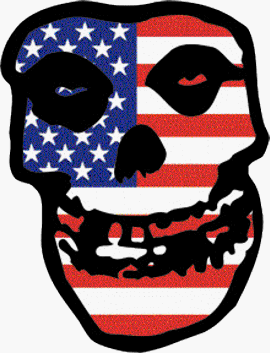 Rockabilia The Misfits - Crimson Ghost Skull with American/USA Flag - Sticker/Decal