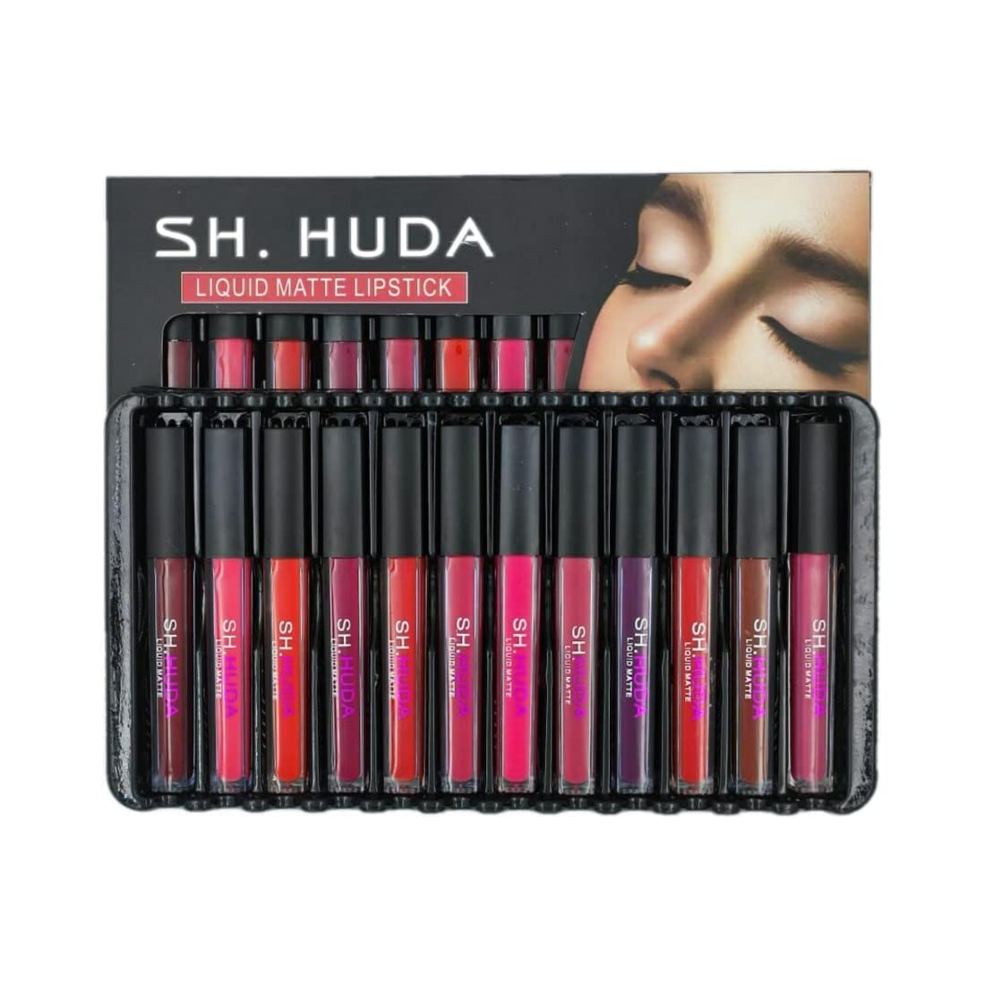 Sh. Huda Ultra Smooth Non-Transfer Liquid Matte Beauty Lipstick Set of 12 Multicolor Lipsticks For Girls/Women